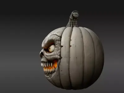 Evil Jack-O-Lantern Pumpkin 3D Model Solid Halloween Pumpkin  3D print model