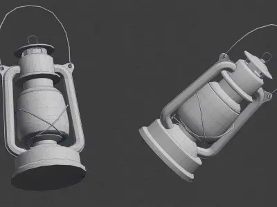 Old Kerosene Lamp Low-poly 3D model
