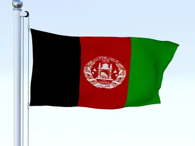 Animated Afghanistan Flag Low-poly 3D model