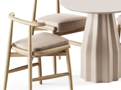 Burin Table D80 by Viccarbe and Chair Emilia by Meridiani 3D model