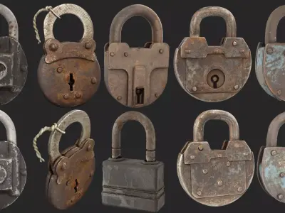 Padlocks Collection Low-poly 3D model