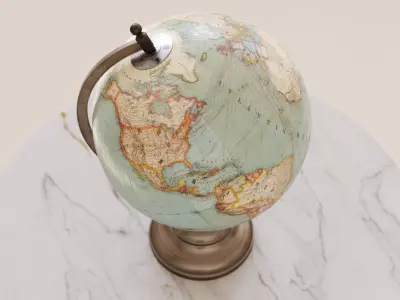 Antique globe on a bronze platform 3D model