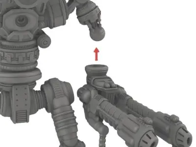 Cazador Double Chain Weapons And Heavy Flame Cannon-Separate 3D print model