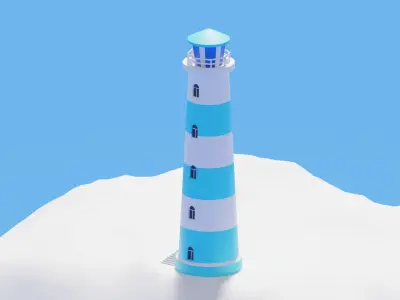 Low Poly Cartoon Light House 3D model