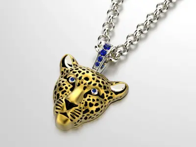 Light leopard pendant with enamel 0076 v3 3D print model