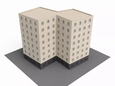  High-Rise Apartment Building Low-poly 3D model