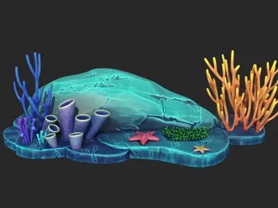 Cartoon Coral Reef v2 Low-poly 3D model