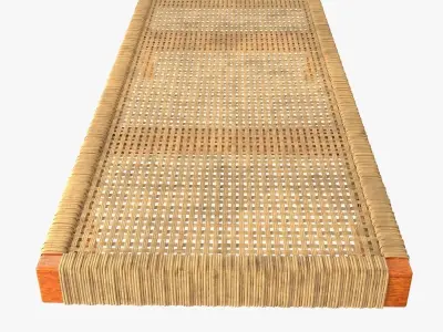 Mexican Wood and Cane Bench or Daybed 3D model
