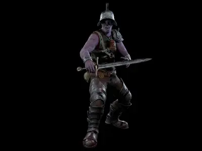 Damned Swordsman Low-poly 3D model