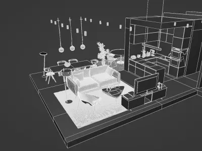 sofa and kitchen 3D model