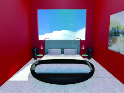 Contemporary Bed with side tables FREE Free 3D model