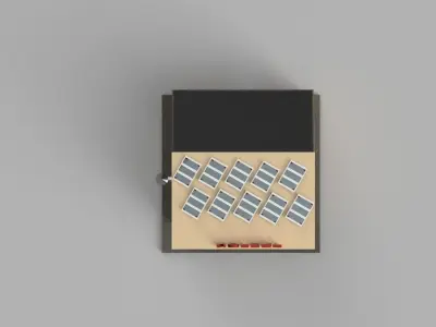 Factory building with solar panels on roof 3D model