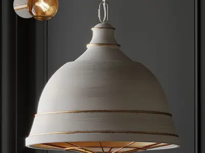 Bartlett Wide French White Pendant Light 3D model