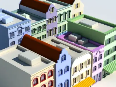 Cartoon Buildings 3D model purchase