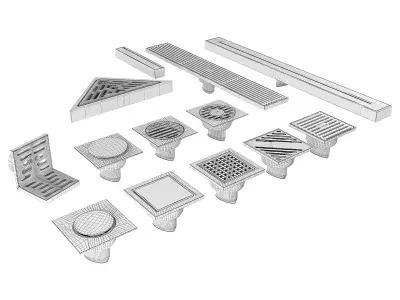 Bathroom Floor Drains Pack - Modern Shower Drain Models 3D model