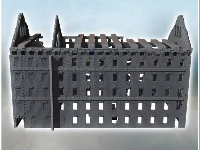 Ruined Gerhardt grain mill Stalingrad USSR 28 - World War Two Se 3D print model