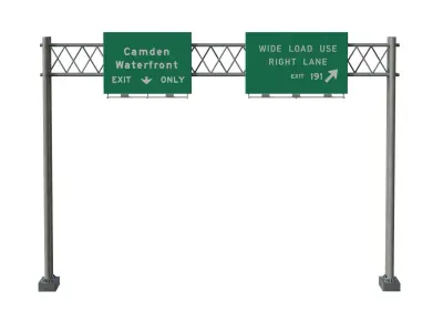 Highway Sign 04 Low-poly 3D model