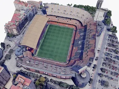 Mestalla stadium - Valencia c f Low-poly 3D model