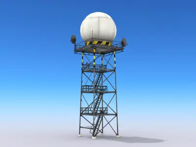 Weather Radar Tower Low-poly 3D model purchase
