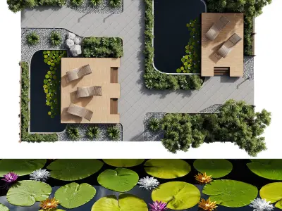 Outdoor plants and town square collection 01 3D Model Pack