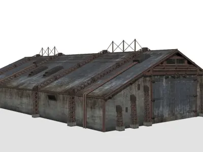 Concrete Hangar Low-poly 3D model