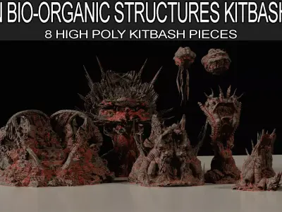 Bio-Organic Alien Structures Kitbash 3D Assets 3D model