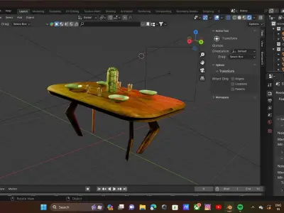 Table and pleats Low-poly 3D model
