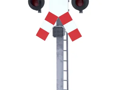Rail Crossing Traffic Light 3 3D model