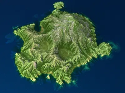 Tropical Island Terrain 10 skull Low-poly 3D model
