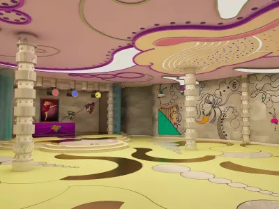 0187 - Night Club 3D Hall - 2D Drawings Low-poly 3D model