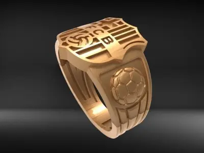 barcelona Soccer  ring Hollow light weight Jewelry 3D print model