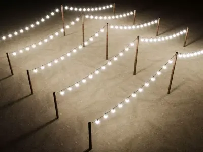 Light Bulb String Low-poly 3D model