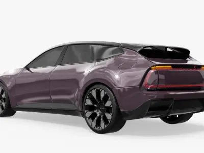  Audi E EV Vehicle Purple Rigged for Cinema 4D 