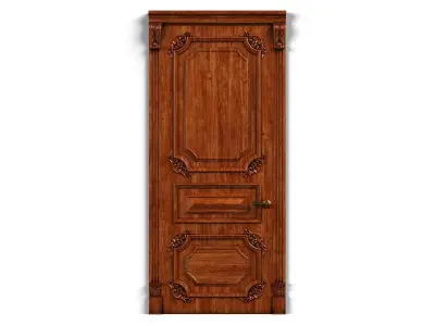Door0014 wooden door with ornate design 3D model