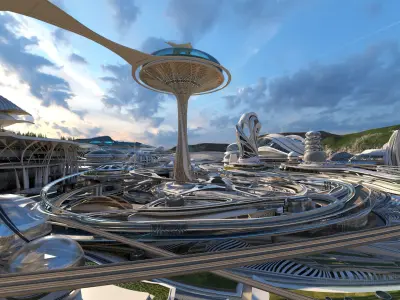 Art Nouveau Future City 3D model