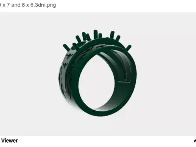 Men Ring with Three ovals Cut Center Stone 3D print model