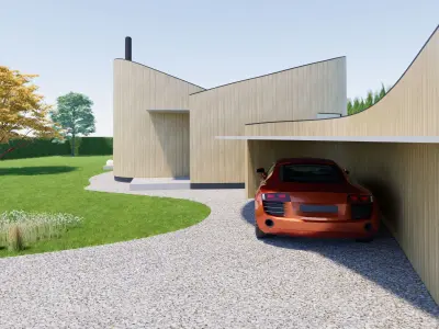 Family House  13 - Created with fully parametric Revit Families Low-poly 3D model