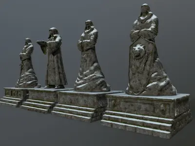 statue set of person 3D Model Pack