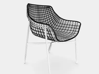 Outdoor summer leather armchair with steel grid 3D model