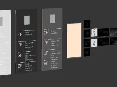 Signage Design 3D Model Interior Scene Low-poly 3D model