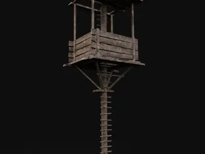 Next Gen AAA Fantasy Wooden Watchtower Low-poly 3D model