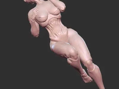 Busty Mecha Girl Erotic Sci-Fi Statue STL 3D print model
