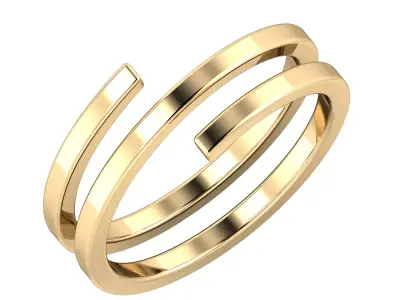 SWARING08 gold ring with two lines 3D print model