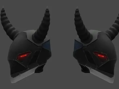 Handpaint Scifi Viking Helmet Low-poly 3D model