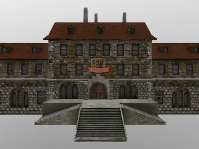  Medieval Academy Low-poly 3D model