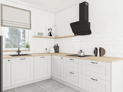 Light grey scandinavian kitchen 3D model