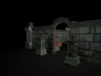 OLD CEMETERY ASSET PACK DARK VERSION Low-poly 3D model