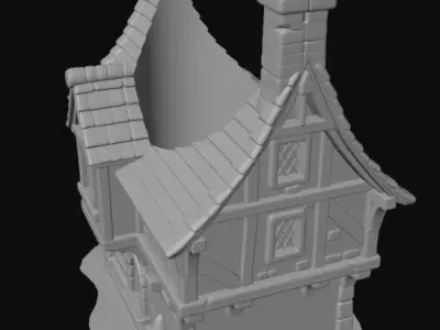 Medieval House Pen Holder 3D print model