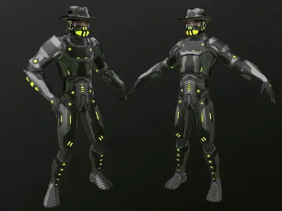 Spacecowboy Lowpoly rigged Low-poly 3D model