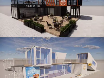 Container coffee shop-4 3D model
